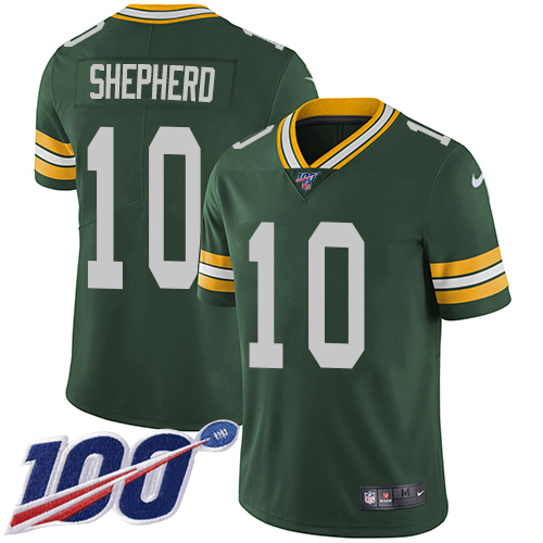 Nike Packers #10 Darrius Shepherd Green Team Color Youth Stitched NFL 100th Season Vapor Untouchable Limited Jersey